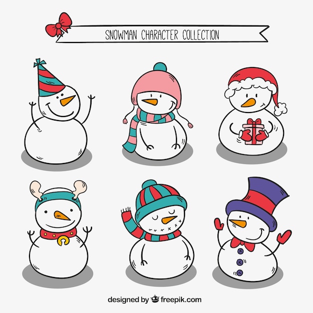 Paczka szkice snowmen z elementami Boże Narodzenie
