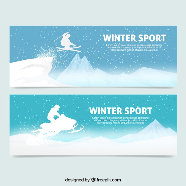 Plik wektorowy paczka transparenty z wielkich sportów zimowych