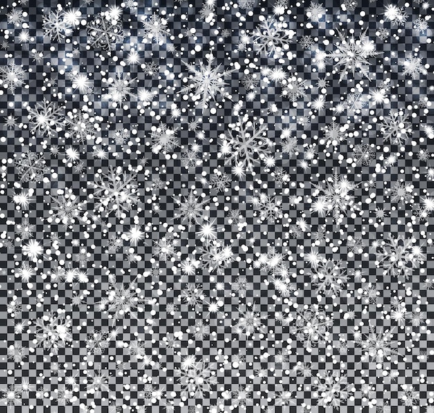Padający śnieg na przezroczystym tle Boże Narodzenie abstrakcyjne tło ilustracji wektorowych