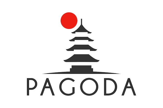 Pagoda świątyni Logo Projekt Wektor Ikona Szablon