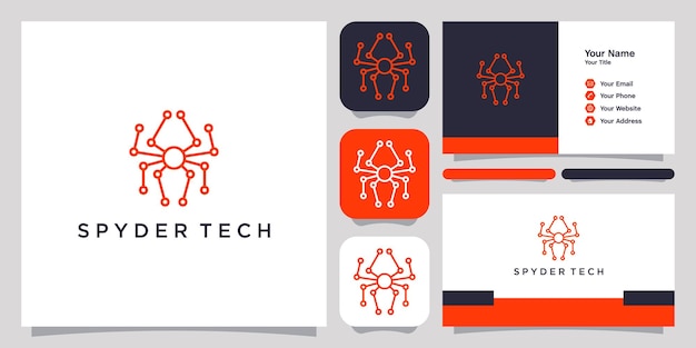 Pająk Tech Logo Ikona Symbol Szablon Logo I Wizytówka