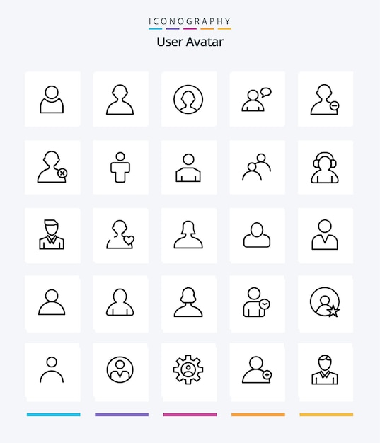 Pakiet ikon Creative User 25 OutLine, takich jak usuwanie użytkowników awatarów ludzi