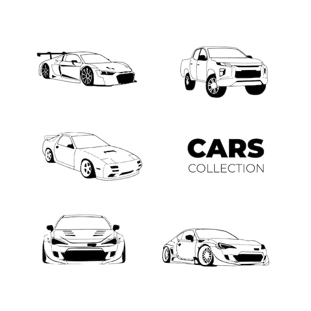 Plik wektorowy pakiet ilustracji wektorowych płaski samochód