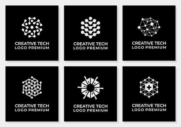 Plik wektorowy pakiet kreatywnych logo technologii połączeń
