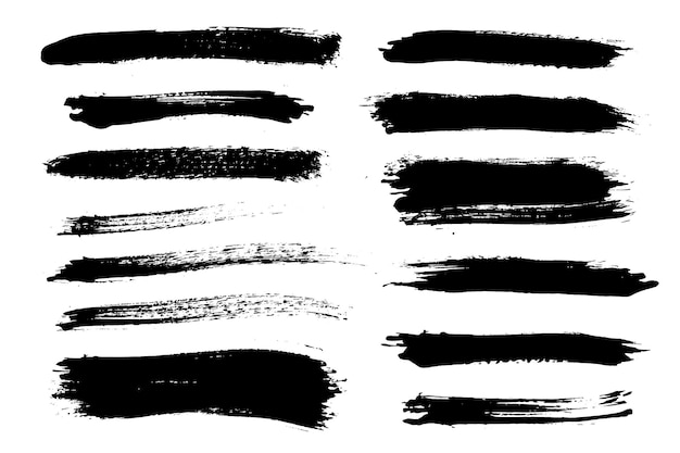 Pakiet pociągnięć pędzla Wektor zestaw pędzla Malowane linie i długie kształty Elementy projektu Grunge Brudna tekstura dystresu