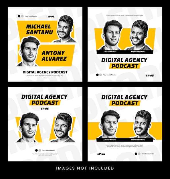 Pakiet szablonów postów na podcast na Instagram