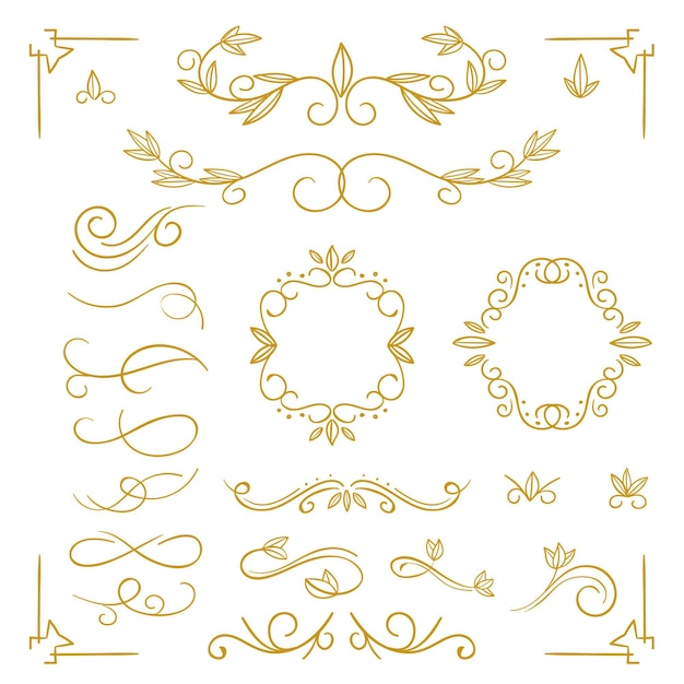 Plik wektorowy pakiet złoty ornament kaligraficzny