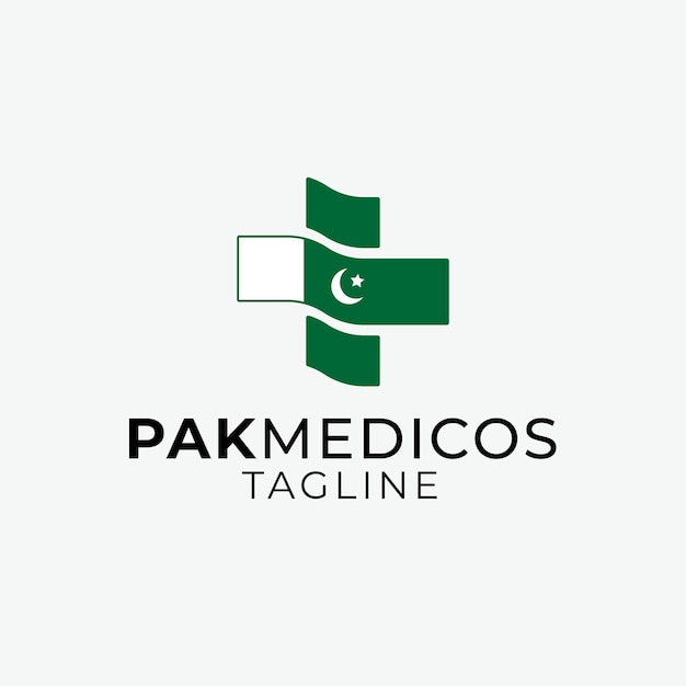 Plik wektorowy pakistan medicos flaga pakistanu i logo medyczne plus