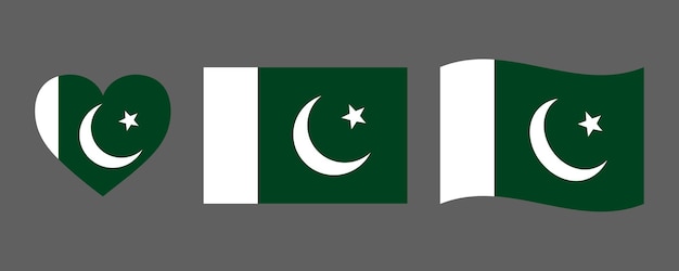 Pakistańskie Znaki Flagi Ustawione Pakistański Kształt Serca Element Dekoracyjny Dzień Niepodległości Pakistanu