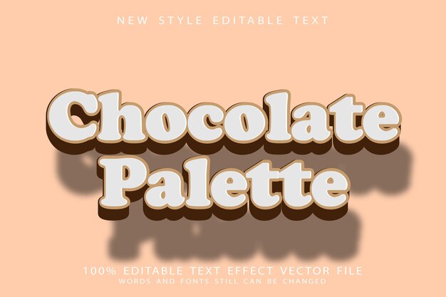 Paleta czekolady z edytowalnym efektem tekstowym wytłoczonym w nowoczesnym stylu