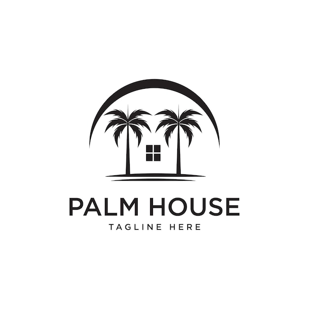 Palm House Logo Wektor Ikona Ilustracja