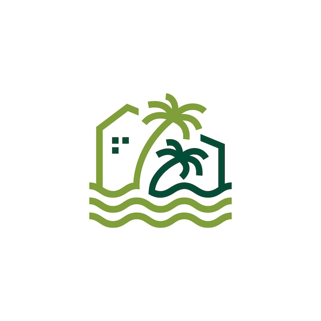 Palm House Logo Wektor Ikona Ilustracja