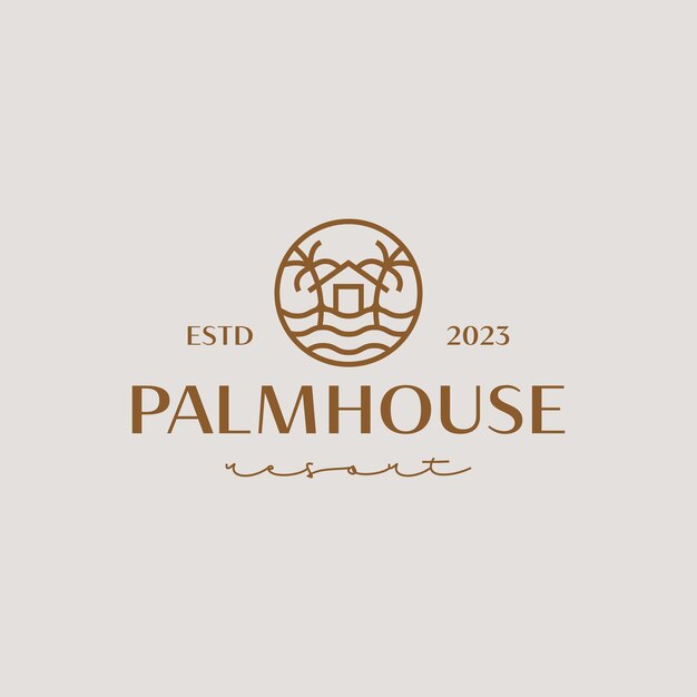 Plik wektorowy palm house resort logo template universal creative premium symbol ilustracja wektorowa creative minimal design template symbol dla tożsamości biznesowej firmy