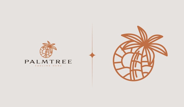 Palm Tree Beach Monoline Logo Uniwersalny Kreatywny Symbol Premii Wektor Znak Ikona Logo Szablon Ilustracja Wektorowa