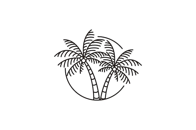 Palm Tree Line Art Logo Minimalistyczny Wektor Symbol Ilustracja Projekt