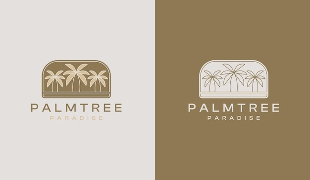 Palm Tree Summer Tropical Monoline Uniwersalny Kreatywny Symbol Premii Wektor Znak Ikona Logo Szablon Ilustracja Wektorowa