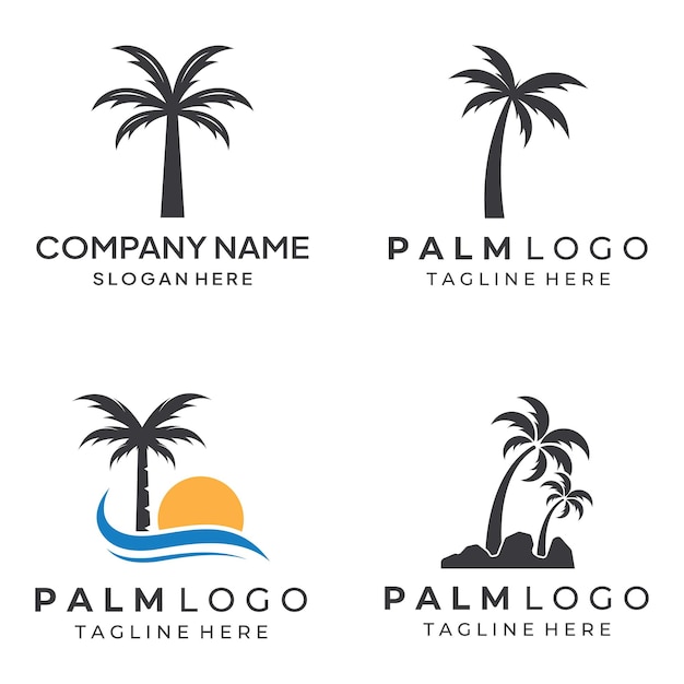 Palma Logo Palma Z Falami I Słońcem Korzystanie Z Edycji Szablonu Programu Illustrator