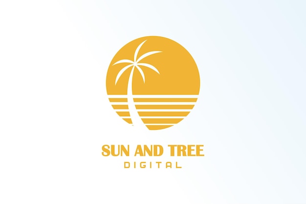 Palma Słoneczna Drzewo Kokosowe Minimalistyczny Elegancki Nowoczesny Wektor Logo Dla Firmy Biznesowej