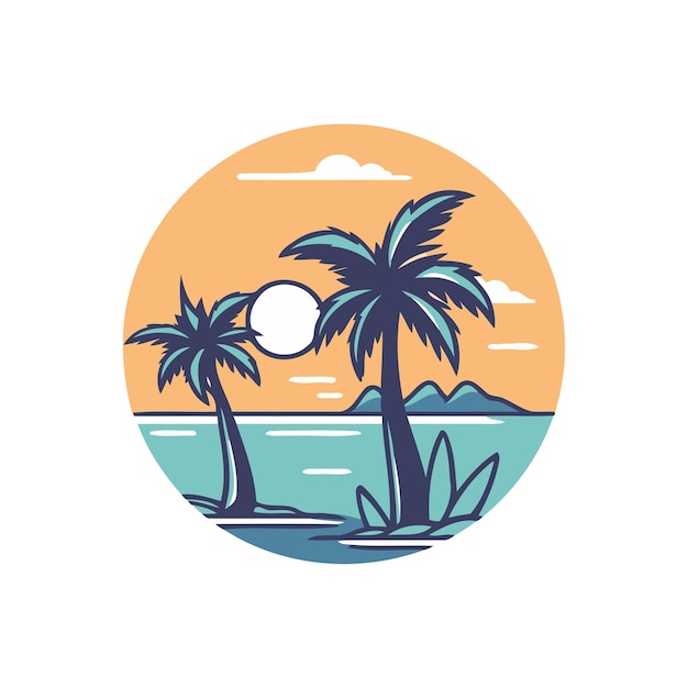 Plik wektorowy palmy na brzegu morza ilustracja wektorowa w płaski