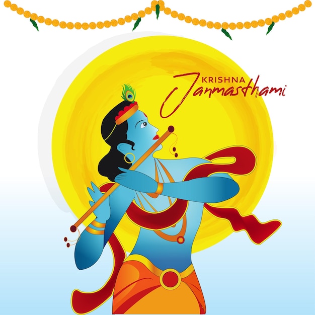 Pan Kryszna Flet Janmashtami Wektor Projekt