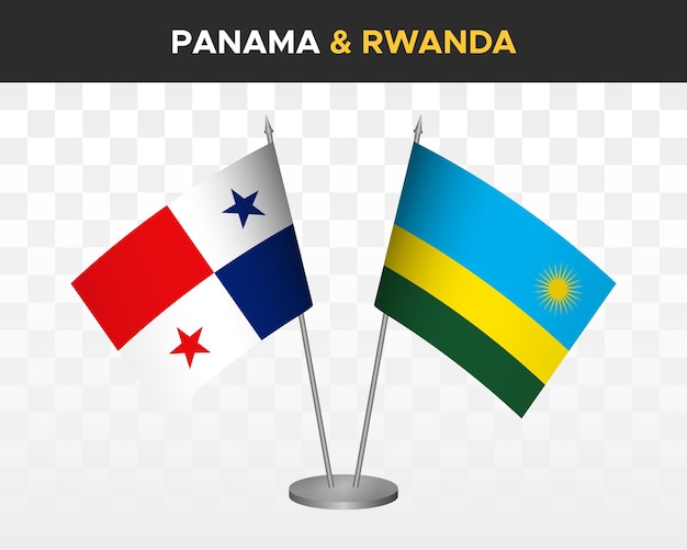 Panama Vs Rwanda Biurko Flagi Makieta Na Białym Tle 3d Ilustracji Wektorowych Flagi Stołu