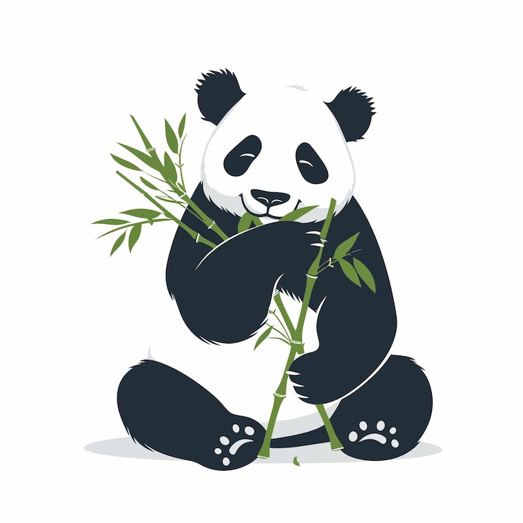 Wektor panda jedząca bambus 2