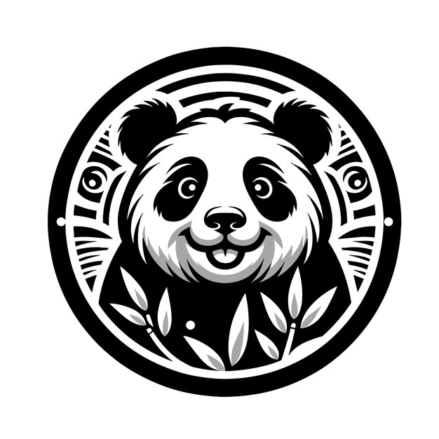 Plik wektorowy panda panache monochrome logo charm