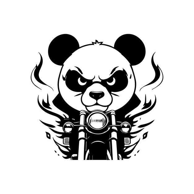 Plik wektorowy panda ridding ognia motocykl