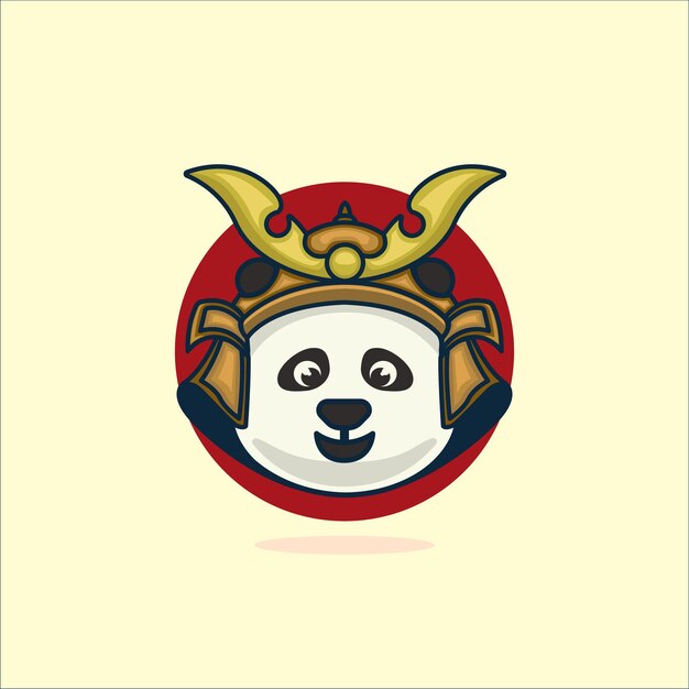 Plik wektorowy panda z wektorem projektu logo hełmu samurajskiego