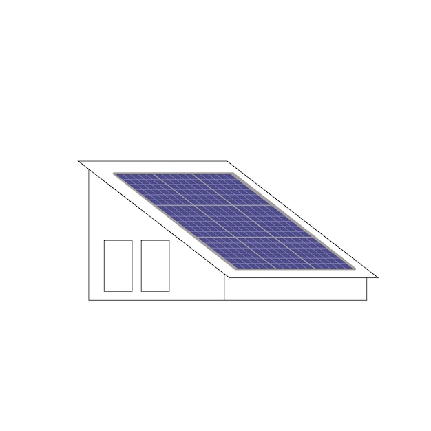 Panele Słoneczne Na Dachu Domu Sylwetka Wektor Zrównoważonej Energii Na Białym Tle