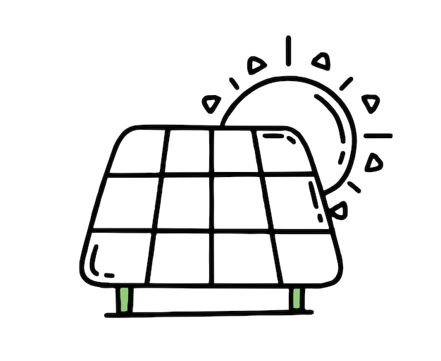 Panele Słoneczne Zielona Energia Co2 Koncepcja Zmian Klimatycznych Wektor Doodle