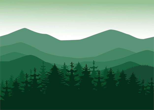 Panorama gór z sosnami