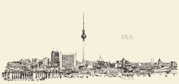 Panoramę Berlina, Wygrawerować Ilustracja Wektorowa