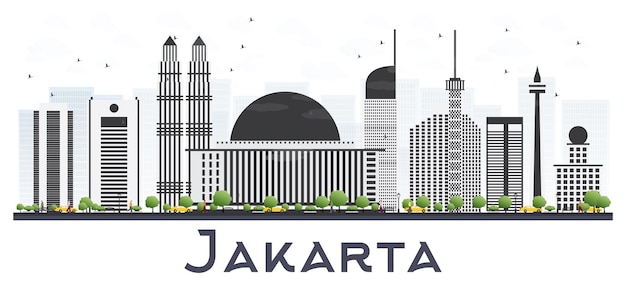 Panoramę Miasta Jakarta Indonezja Z Szarymi Budynkami.