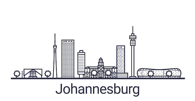 Panoramę Miasta Johannesburg W Stylu Liniowym. Grafika Liniowa Pejzaż W Johannesburgu.