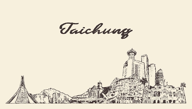 Panoramę miasta Taichung, Tajwan