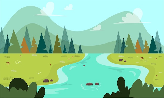 Panoramiczny krajobraz natura ilustracja wektor tło dla przyrody ekologia środowiska zdarzenia