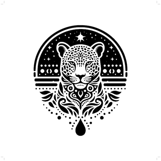 Plik wektorowy pantera, jaguar, leopard, sylwetka w ilustracji przyrody bohemian boho