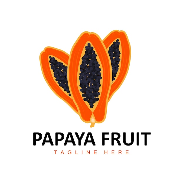 Papaja Logo Design Witamina Owoc Wektor Owoc Produkt Marka Ilustracja Ikona