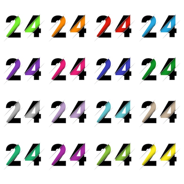 Papercut Numer Dwadzieścia Cztery 24 Realistyczny 3d Wielowarstwowy Efekt Papercut Na Białym Tle Rysunek Czcionki Litery Alfabetu Element Dekoracji Na Urodziny Lub Projekt Powitania Weselnego