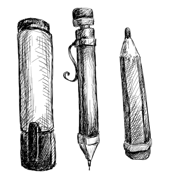 Plik wektorowy papeteria wektorowa, rysowanie linii markera, ołówka i długopisu