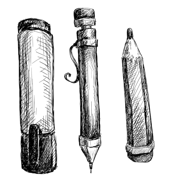 Papeteria wektorowa, rysowanie linii markera, ołówka i długopisu