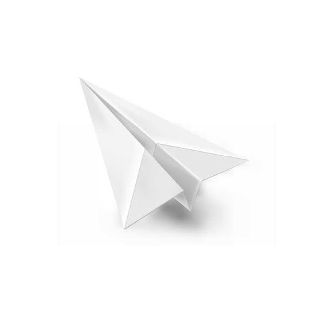 Papier origami składany samolot zabawka, 3d realistyczne ilustracji wektorowych.
