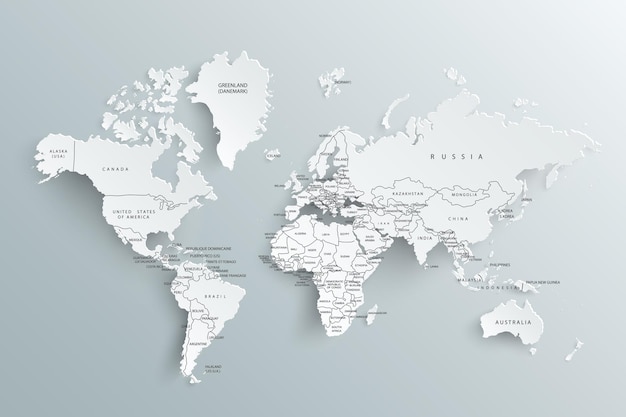 Plik wektorowy papierowa mapa kraju na świecie