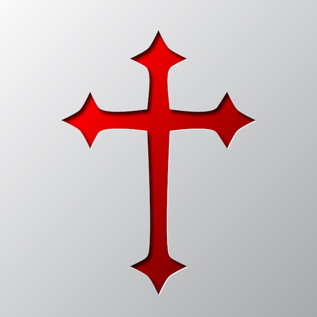 Plik wektorowy papierowa sztuka czerwonego chrześcijańskiego krzyża ilustracji wektorowych
