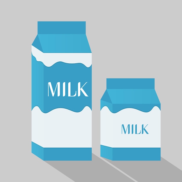 Papierowa torba z pakietem mleka mały rozmiar i duży na białym tle Mleko to napój mleczny Organiczny zdrowy produkt Ilustracja wektorowa w płaskim stylu