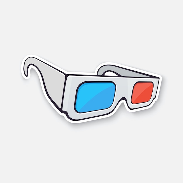 Papierowe Okulary 3d Widok Izometryczny Stereo Okulary Retro Ilustracja Wektorowa