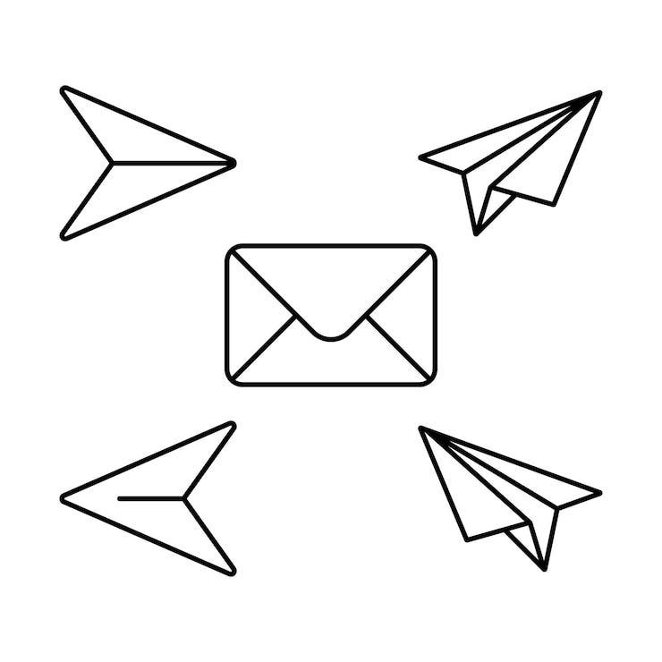 Wektor papierowy samolot wyślij wiadomość e-mail wyślij ikonę wektorową i modny styl do projektowania graficznego strona internetowa