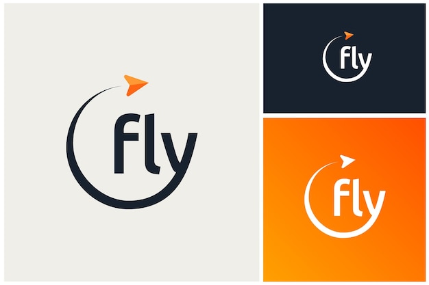 Papierowy samolot z napisem Fly Typografia Znak słowny dla logo lotnictwa samolotu