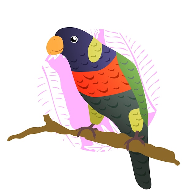 Papuga w płaskiej konstrukcji ilustracji wektorowych Eps10